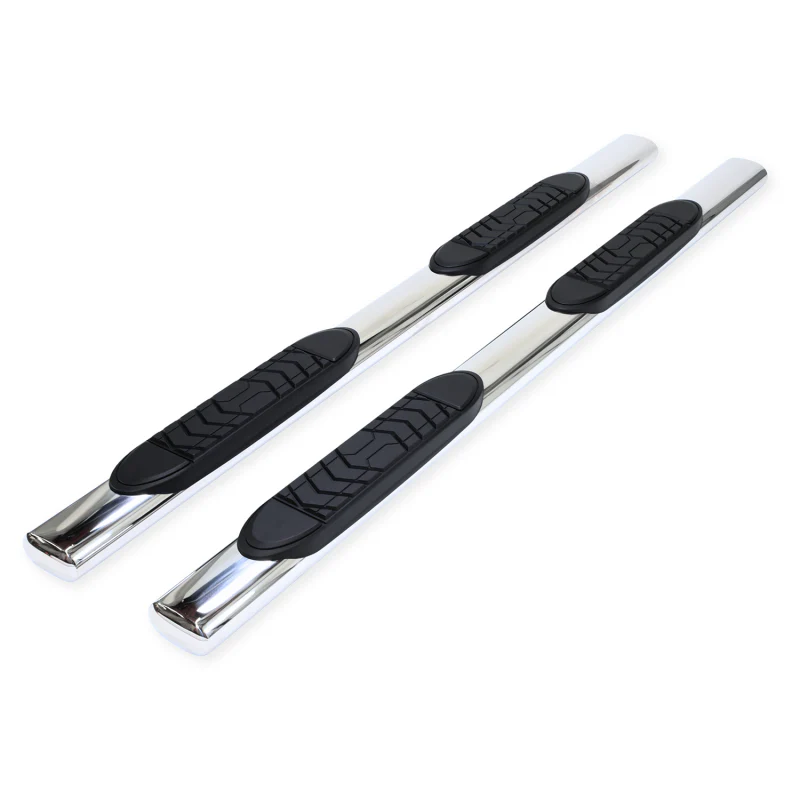 TrailFX 5" Oval Straight Step Nerf Bars W/ Step Pads Polised Stainless Steel Model A7103S
