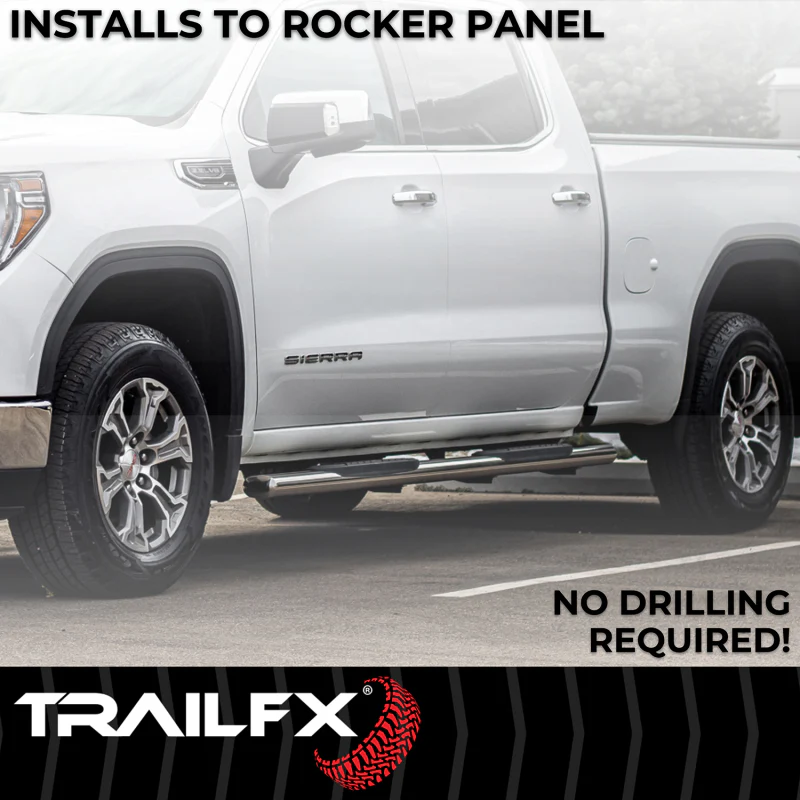 TrailFX 5" Oval Straight Step Nerf Bars W/ Step Pads Polised Stainless Steel Model A7103S - Image 6