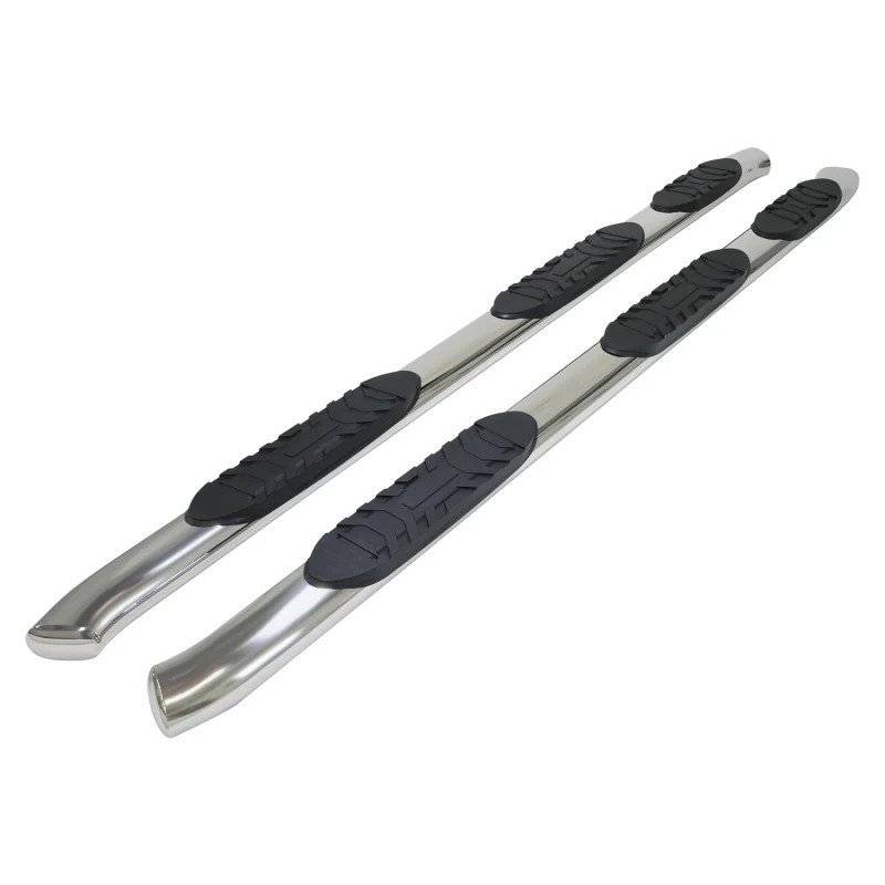 TrailFX 5" Oval Straight Step Nerf Bars W/ Step Pads Polished Stainless Steel Model A7050S
