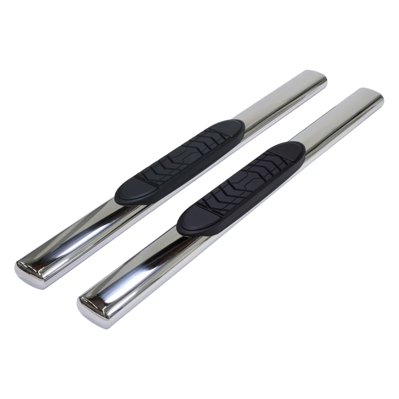 TrailFX 5" Oval Straight Step Nerf Bars W/ Step Pads Polished Stainless Steel Model A7054S