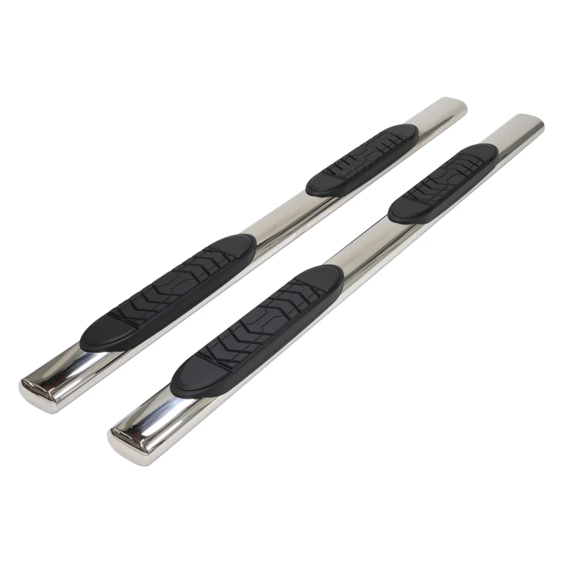 TrailFX 5" Oval Straight Step Nerf Bars W/ Step Pads Polished Stainless Steel Model A7089S