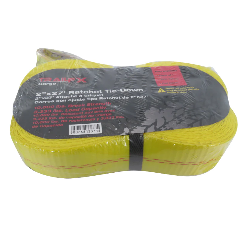 TrailFX Cargo Tie Down 27 Ft 3333 Lb Load 10K Lb Break Cap W/Ratchet Yellow Single Model A12029Y - Image 2