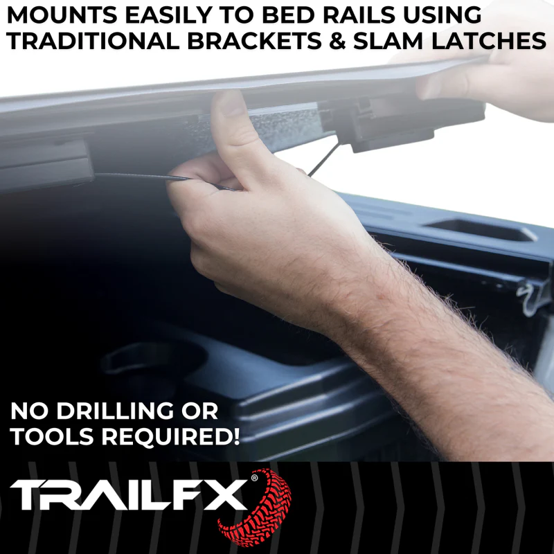 TrailFX Hard Bi-Fold Tonneau Cover Low Profile Black Plastic Model TFX1534 - Image 6