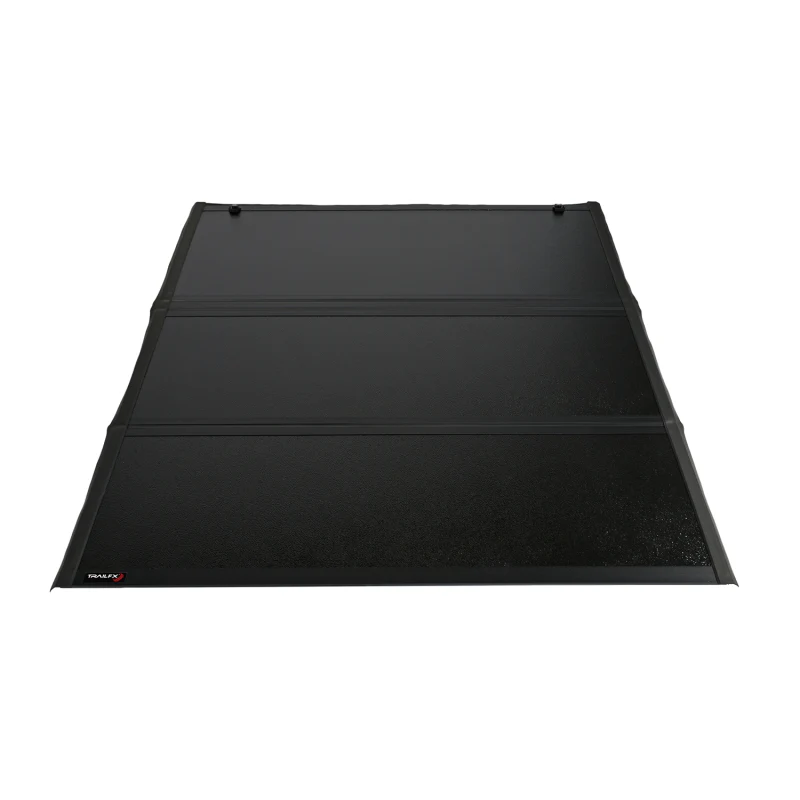 TrailFX Hard Tri-Fold Tonneau Cover Black Aluminum With Carpeted Under Panels Model TFX3710
