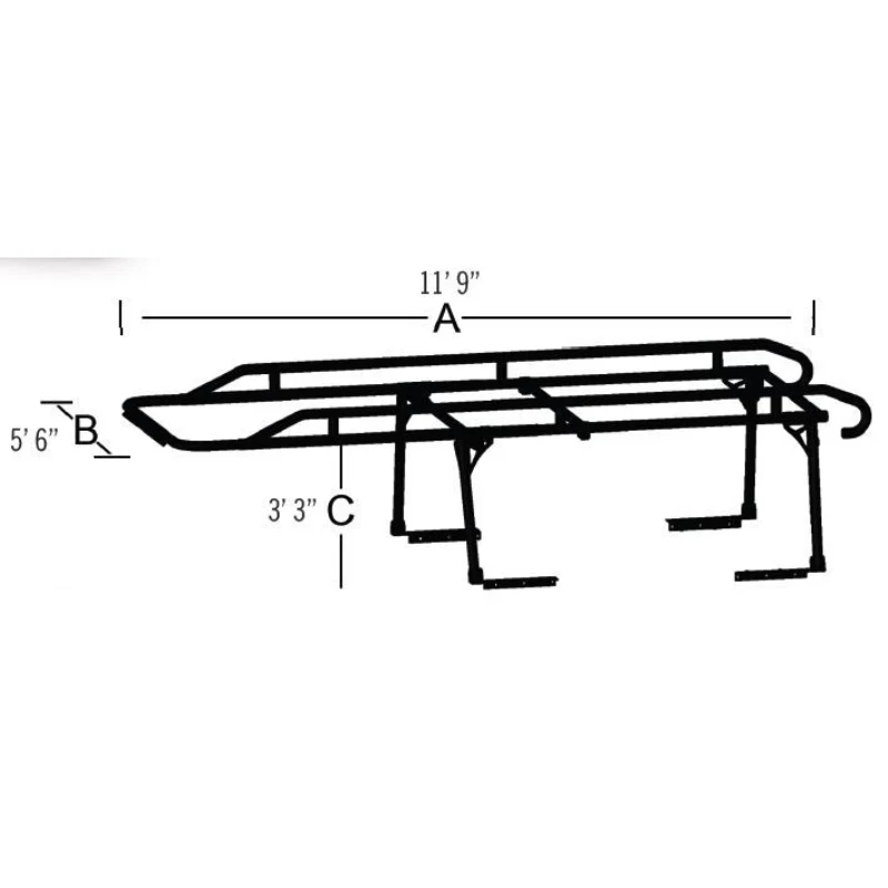 TrailFX Ladder Rack 1500 LB Cap Multi-Fit Black Steel Model FCLR001B - Image 2