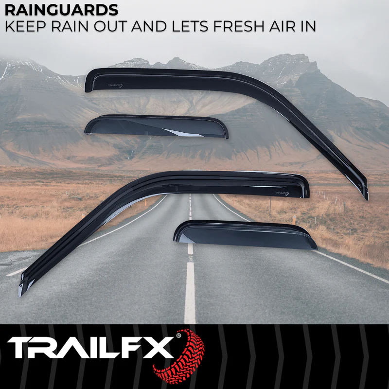 TrailFX Low Profile Side Window Deflector Fits Front And Rear Tape-On Smoke Acrylic Set Of 4 Model 4231H - Image 2