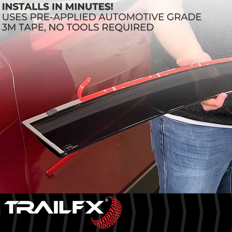 TrailFX Low Profile Side Window Deflector Fits Front And Rear Tape-On Smoke Acrylic Set Of 4 Model 4930H - Image 2