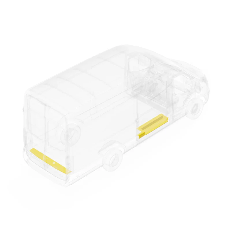 LEGEND Steel Floor Threshold Set With Full Lower Step Ford Transit (all WB lengths) Cargo Van Dual Side Doors - Yellow, Ford Transit Model U709-151-1018.2 - Image 2