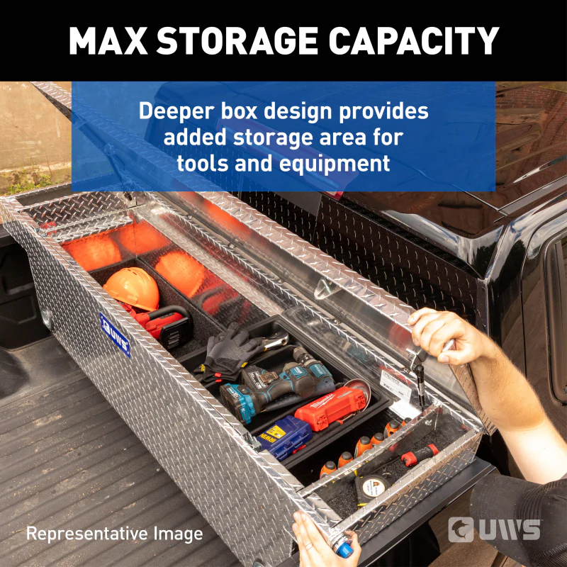 UWS 69" Bright Aluminum Deep Push Button Crossover Truck Tool Box Model TBSD-69-PB - Image 12