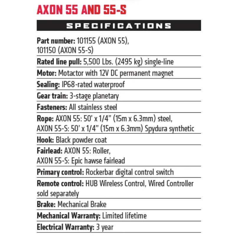Warn Axon 55-S Synthetic Winch Model 101150 - Image 6