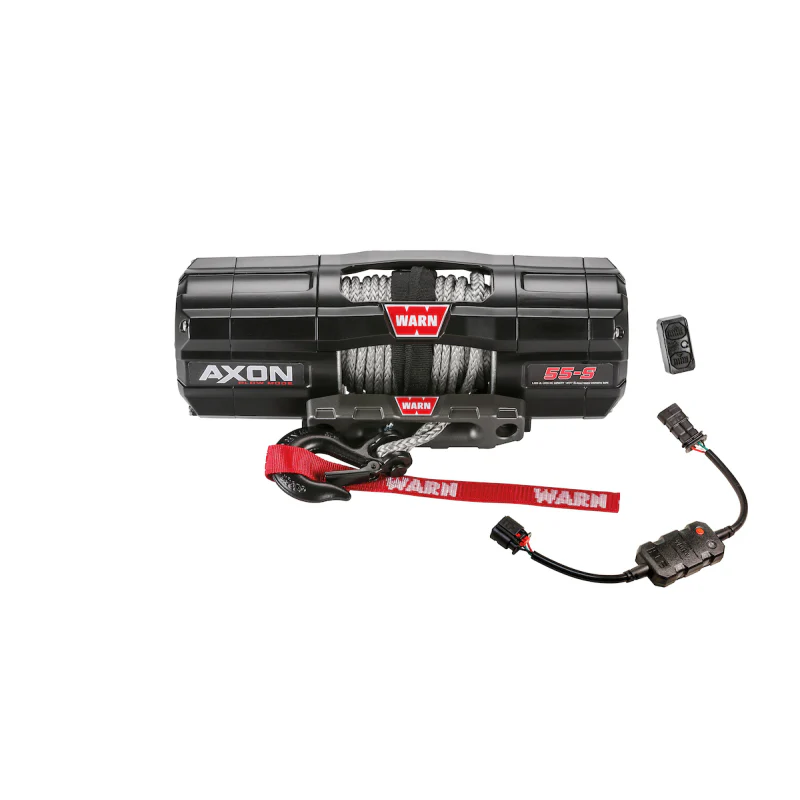 Warn AXON Plow Mode 55-S Powersports Winch 5500 Pull Capacity 50" LightWeight Spydura Synthetic Rope With Black Hook Model 110250