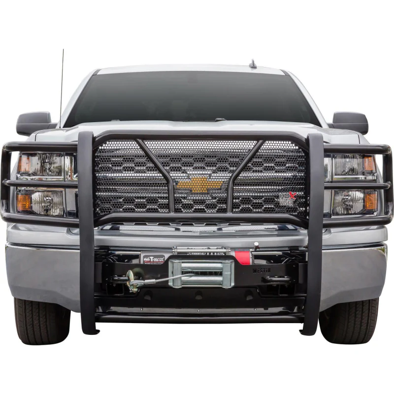 Westin HDX 1-Piece Winch Mount Grille Guard Black Steel Model 57-93685 - Image 4