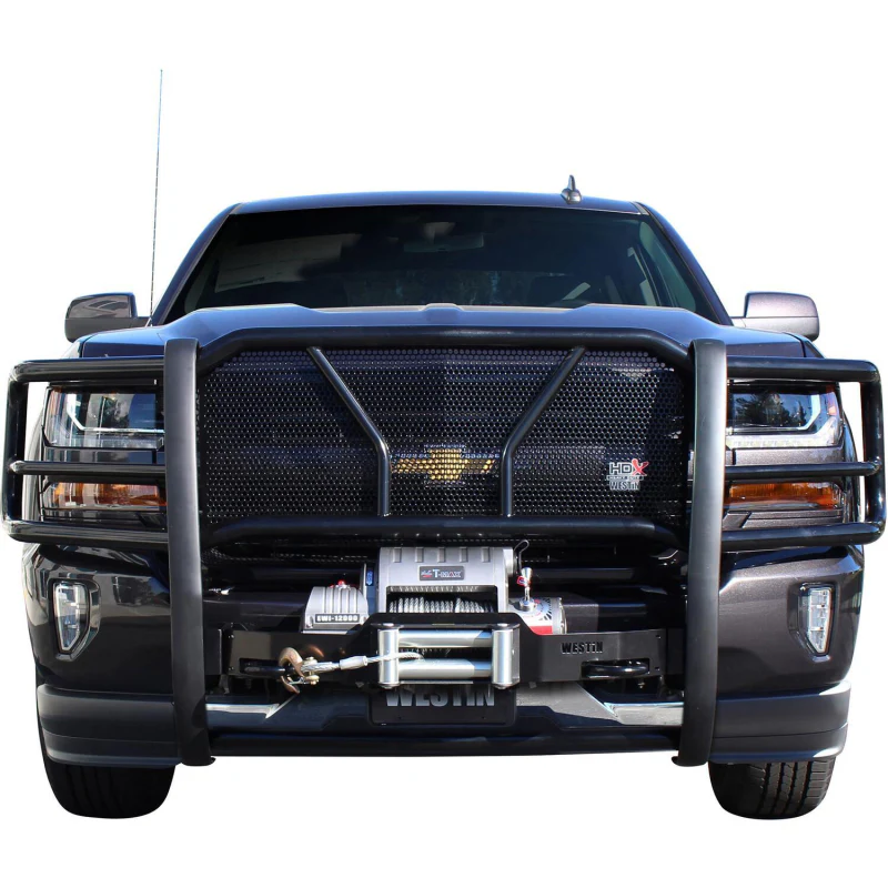Westin HDX 1-Piece Winch Mount Grille Guard Black Steel Model 57-93875 - Image 4